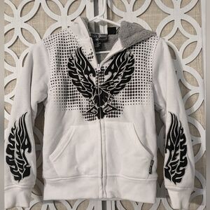 Y2K KIDS‎ Silver Point Zip Up Hoodie Sherpa Lined Size 8